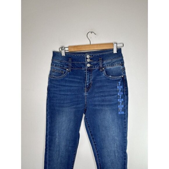 Refuge Ibiza Jeans Womens Dark Denim High Rise Stacked Waist Push Up Size 7 NWT - Picture 2 of 12